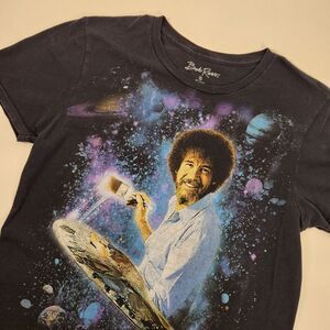 Bob‎ Ross Shirt Small Black Short Sleeve Crew Neck Universe